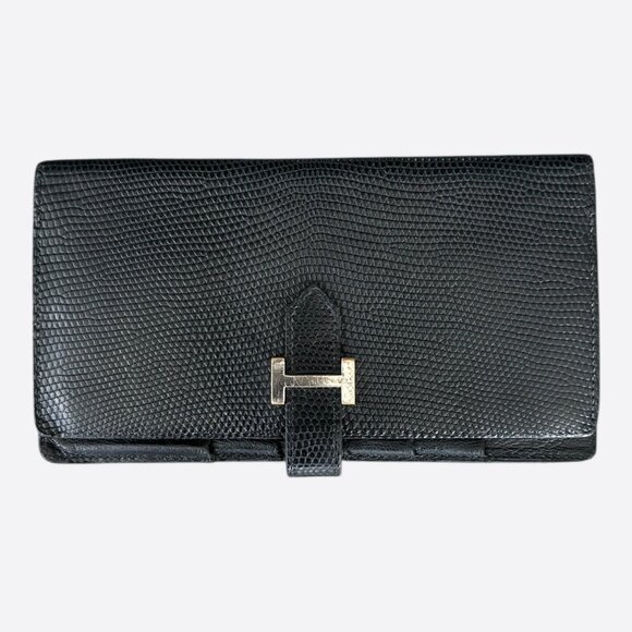 Hermes Black Lizard Bearn Wallet - Picture 1 of 4